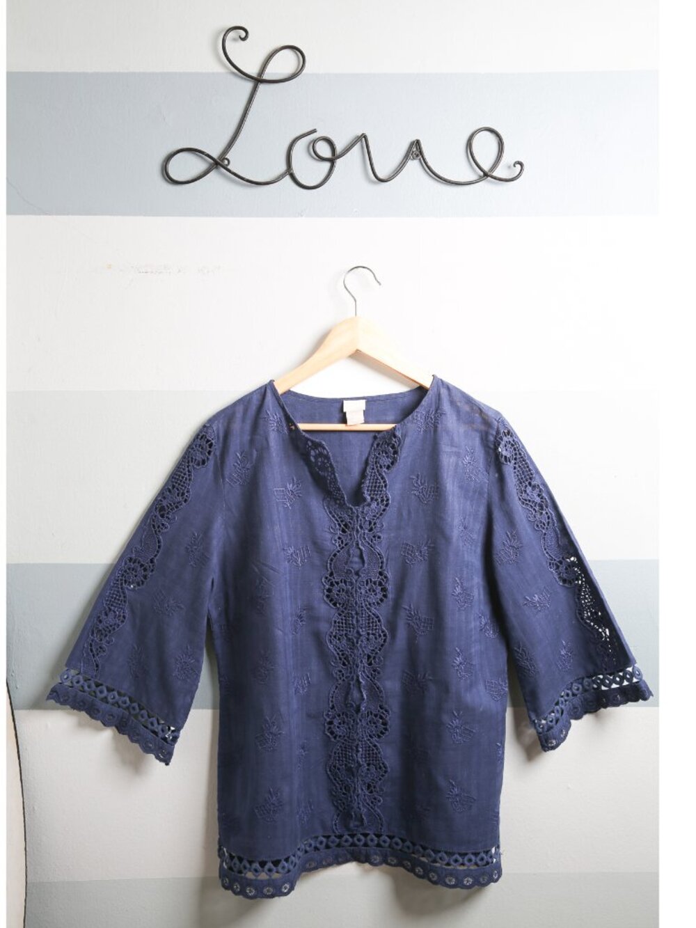 CHICO'S 100% Cotton Embroidered Eyelet Popover Tunic